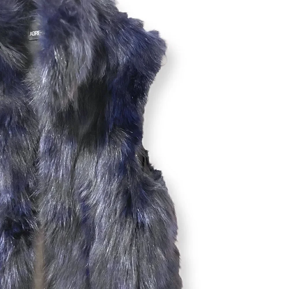 ADRIENNE LANDAU Blue Fur Vest |Size:Medium|
